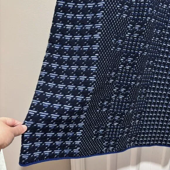 OSCAR DE LA RENTA Pixelated Houndstooth Sheath Dress Sz L BLUE